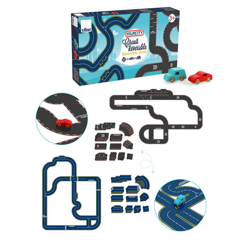 Circuit réversible 42 pièces + 2 voitures