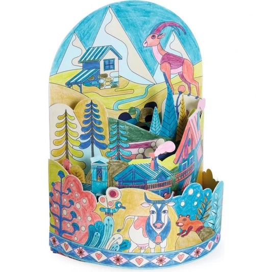 Coloriages diorama - Au sommet du monde