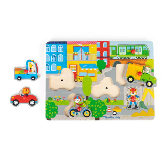 Puzzle sonore La ville en bois - Les Popipop