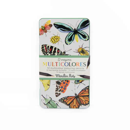 12 crayons de couleur multicolores - Tout autour du monde