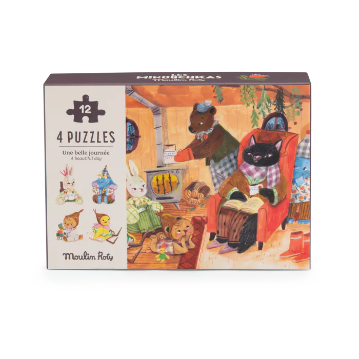 4 mini puzzles Une belle journée - Les Minouchkas