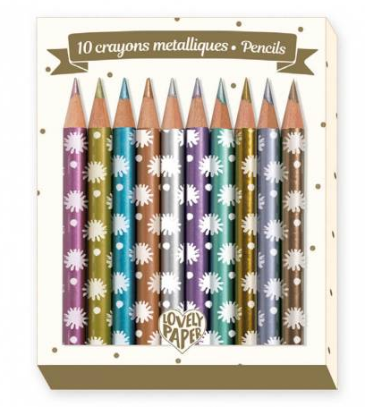Lovely Paper - 10 crayons Metalliques