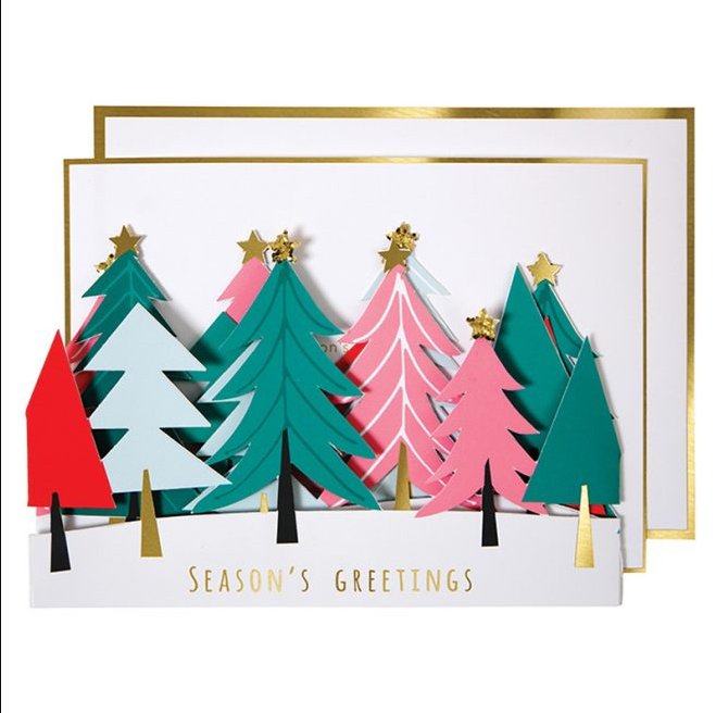 Christmas - Carte double accordéon sapins