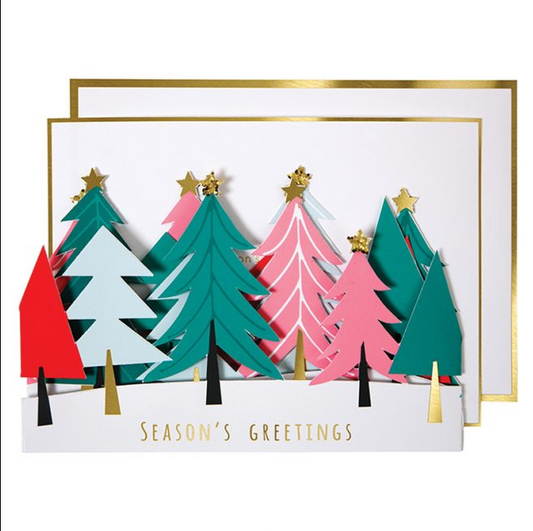 Christmas - Carte double accordéon sapins