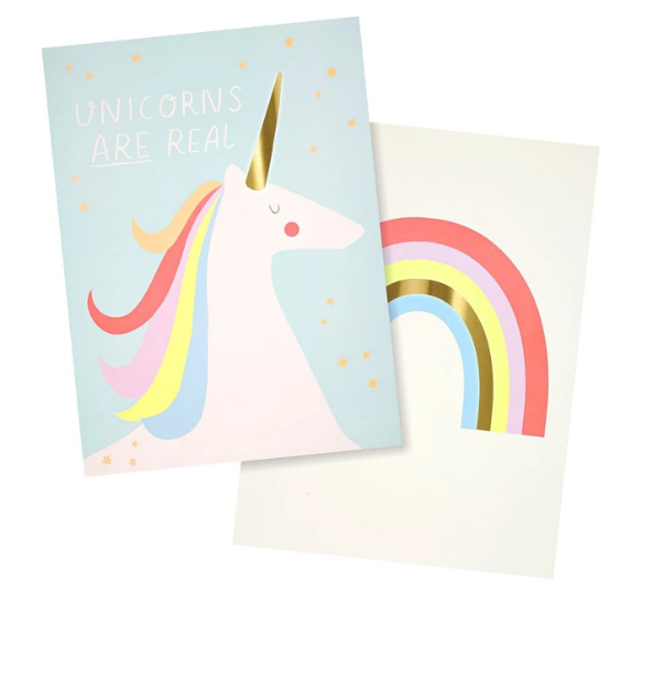 Affiche Arc en ciel et Licorne