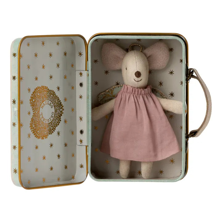 Angel souris in suitcase