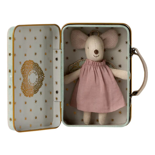 Angel souris in suitcase