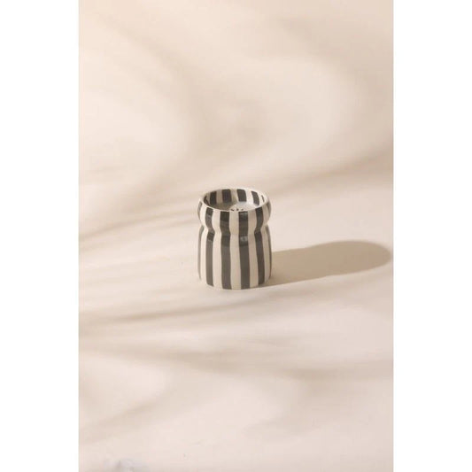 CABANA - Black Striped Ceramic Candle - Lava Stone -Bougie