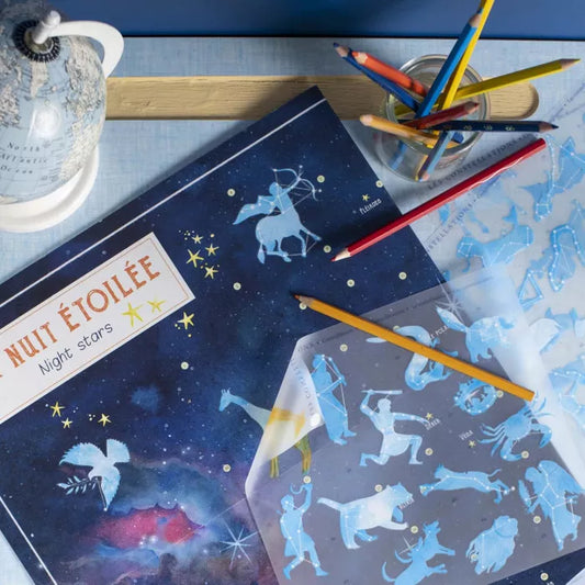 Carte du ciel avec décalcomanies - Le Jardin du Moulin