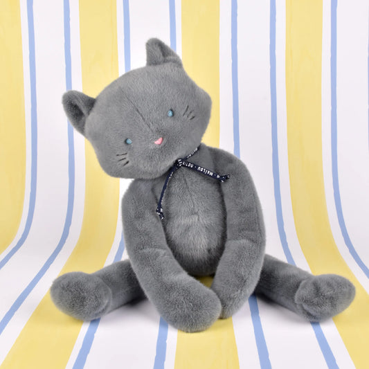 Chat Méloé 37cm - Bleu Gris