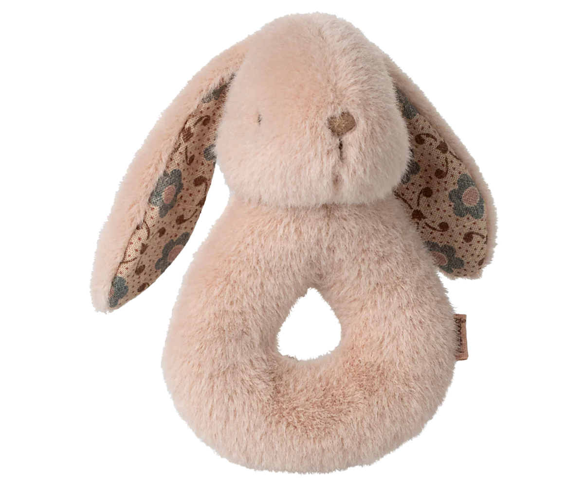 Coffret hochet lapin - rose poudre