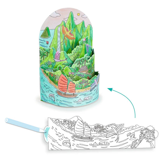 Coloriages diorama - Au sommet de mon île