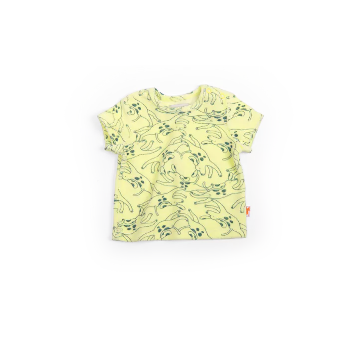 LUCAS Tee-shirt 03m éponge jaune imprimé chiens Wouf Wouf