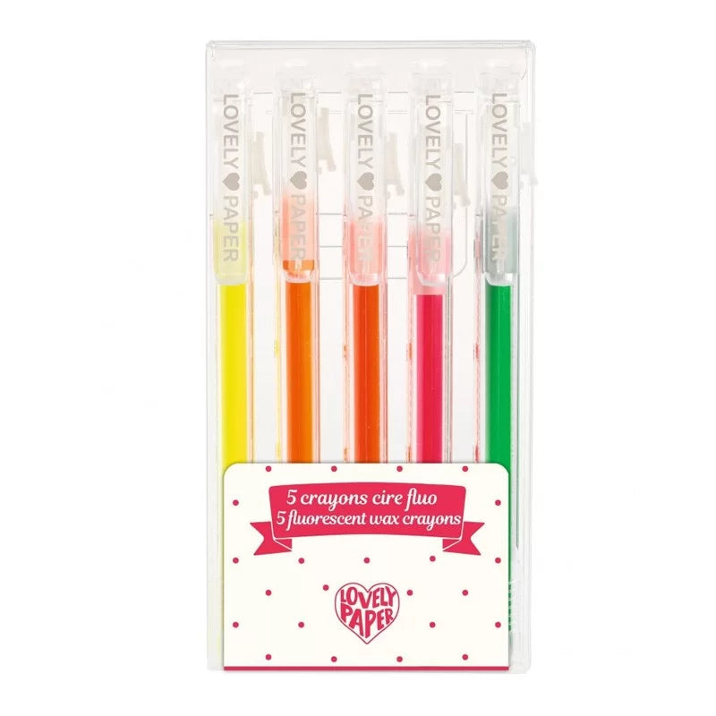 Lovely Paper - 5 crayons de cire fluo