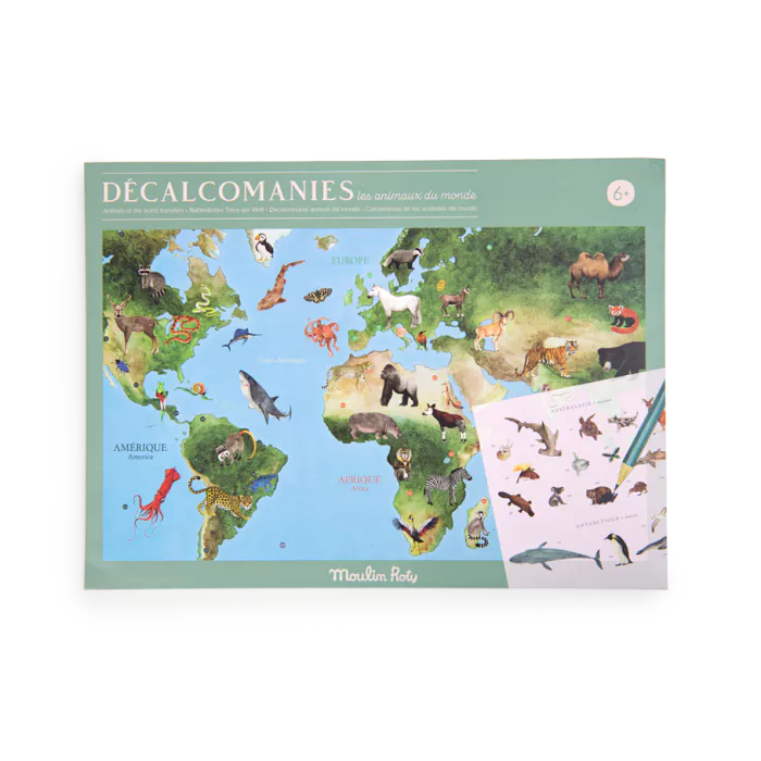 Mappemonde avec décalcomanies - Tout autour du monde