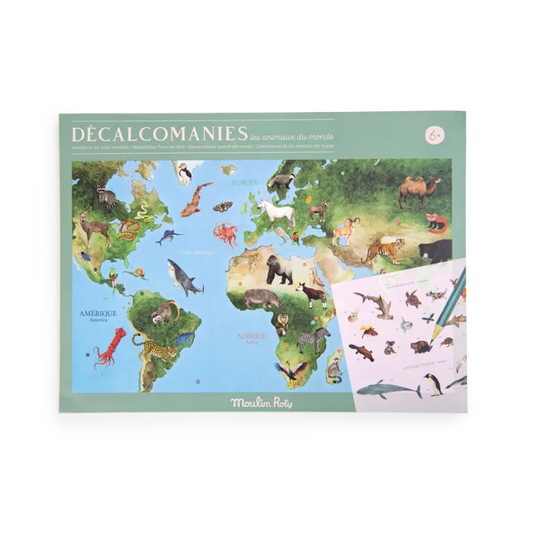 Mappemonde avec décalcomanies - Tout autour du monde