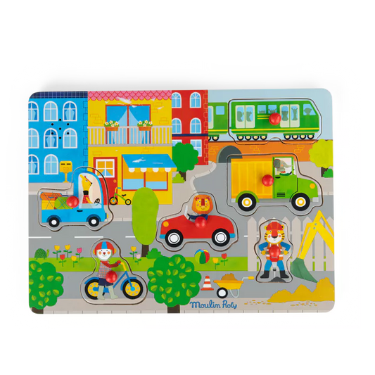 Puzzle sonore La ville en bois - Les Popipop