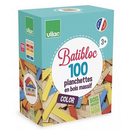 Batibloc color - 100 planchettes en bois massif colorées