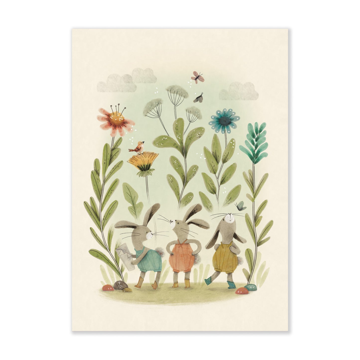 Affiche Lapins - Trois petits lapins