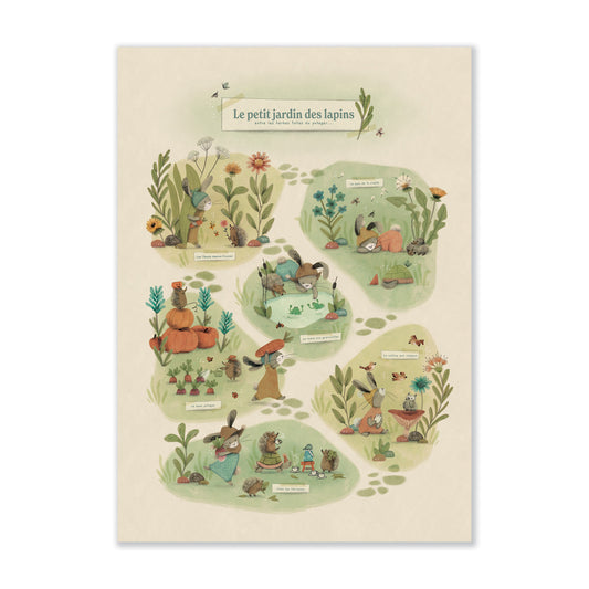 Affiche Le petit jardin - Trois petits lapins